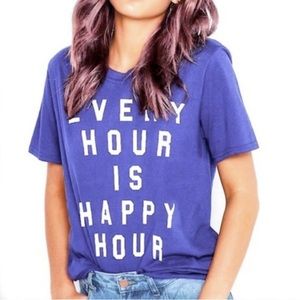 Wildfox Always Happy Keke Tee Happy Hour
Baja Blue Size XS